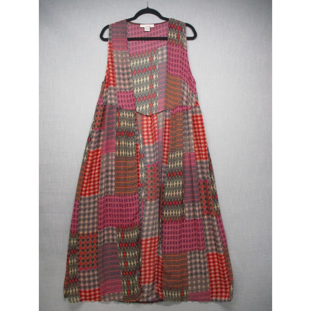 SANS SOUCI Multicolor Boho‎ Eclectic Patchwork Sheer Open Maxi Cover Size Medium